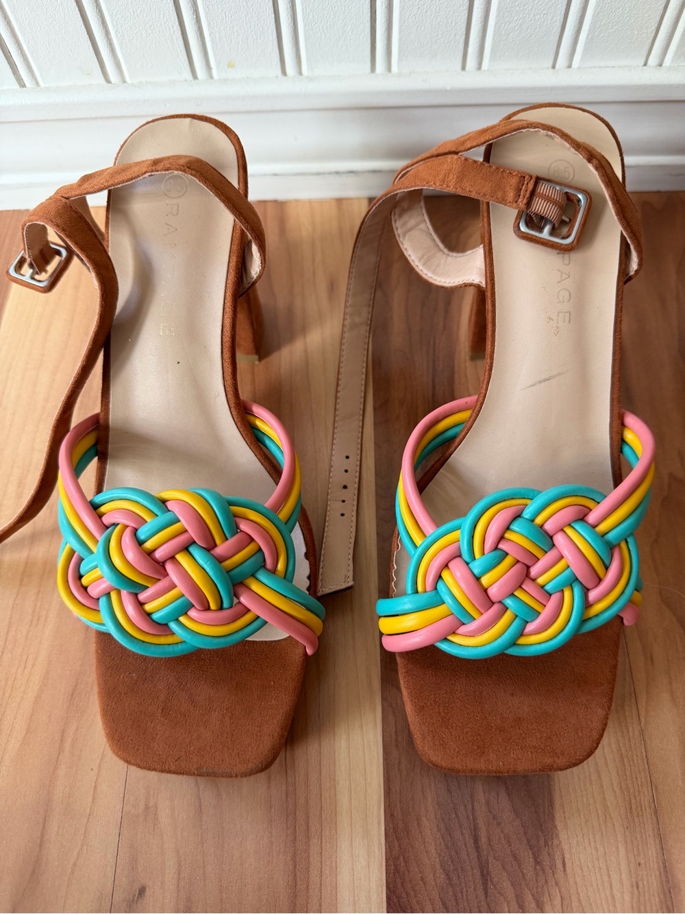RAMPAGE Colorful Braided Block
Heel Sandals
